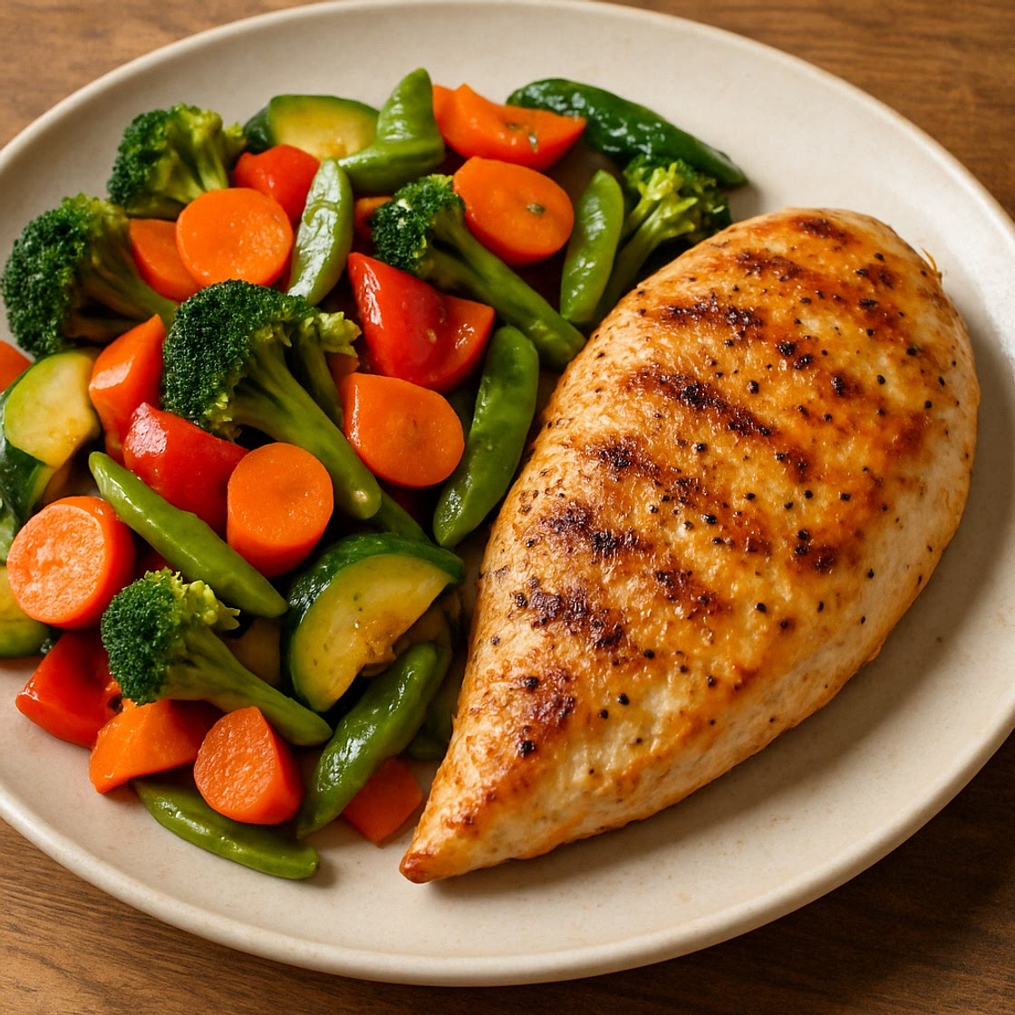 Filete de pollo con verduras