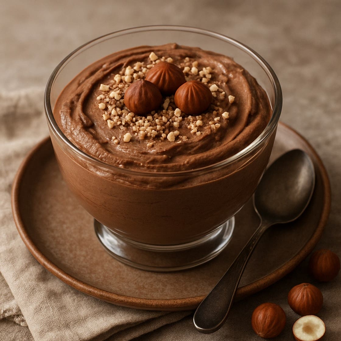 Mousse de chocolate y avellanas