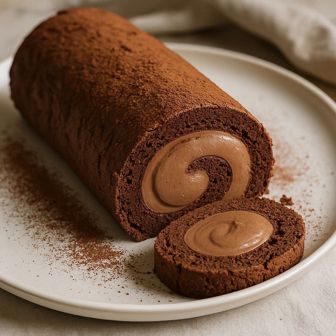 Rollo de mousse de chocolate