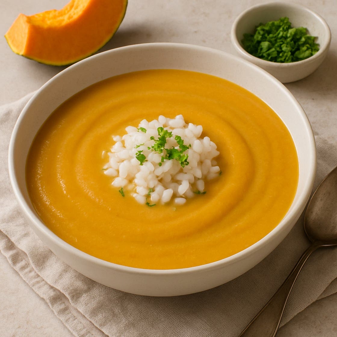 Crema de arroz y calabaza