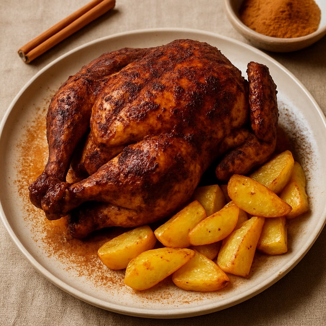 Pollo asado con canela