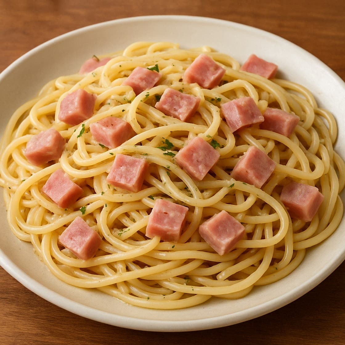 Espagueti con jamón