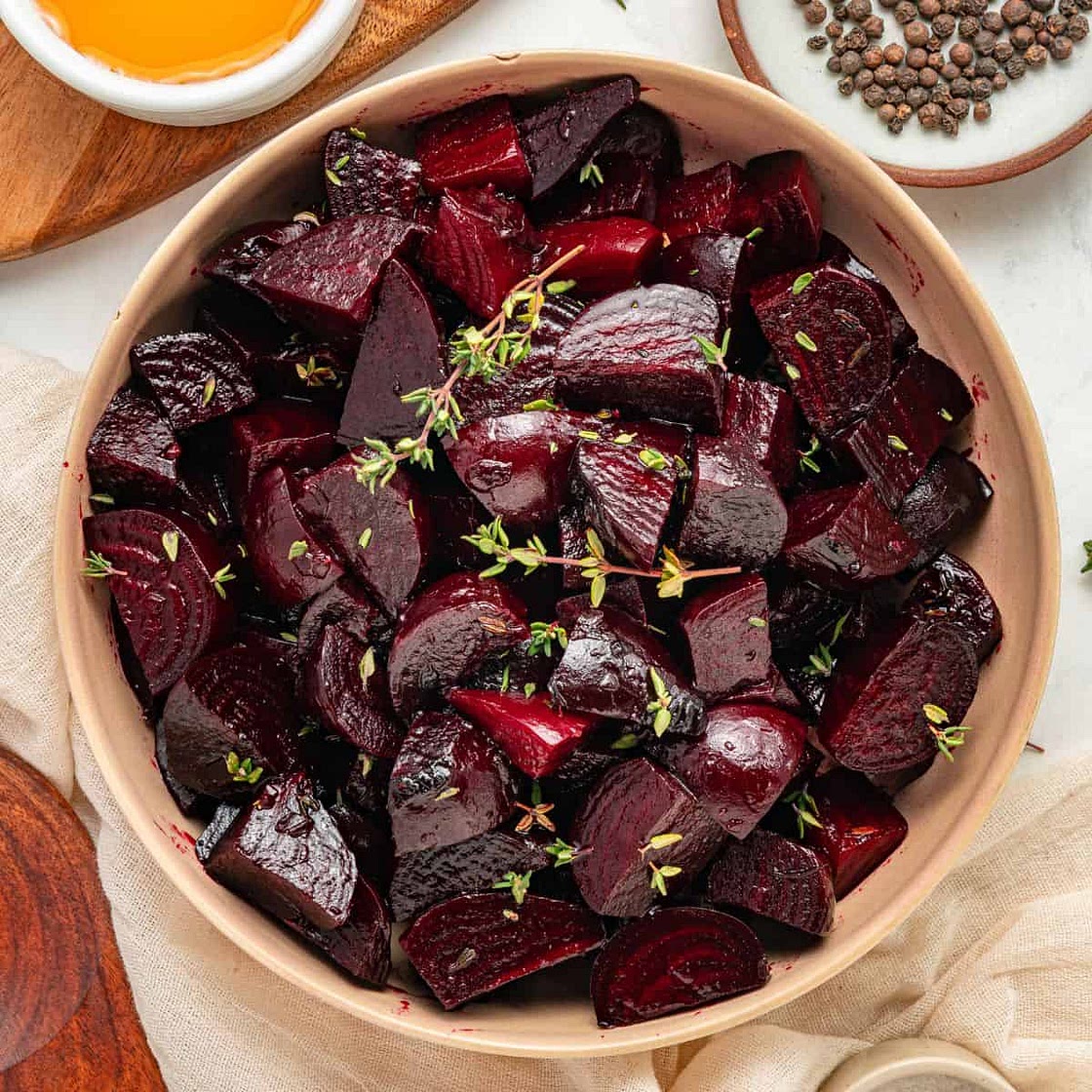 Roasted Beets With A Garlic, Thyme, Honey Glaze