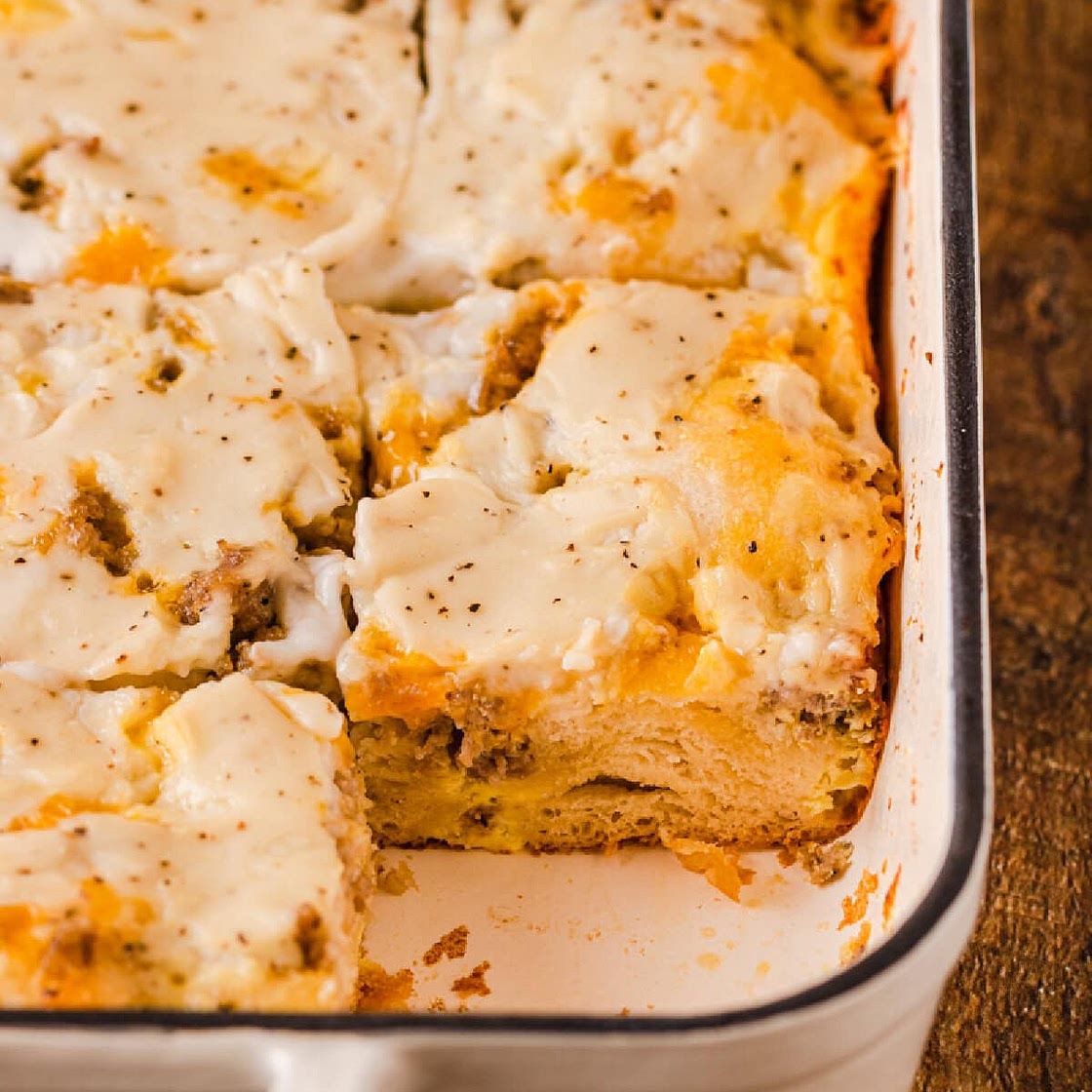 Biscuits and Gravy Breakfast Casserole