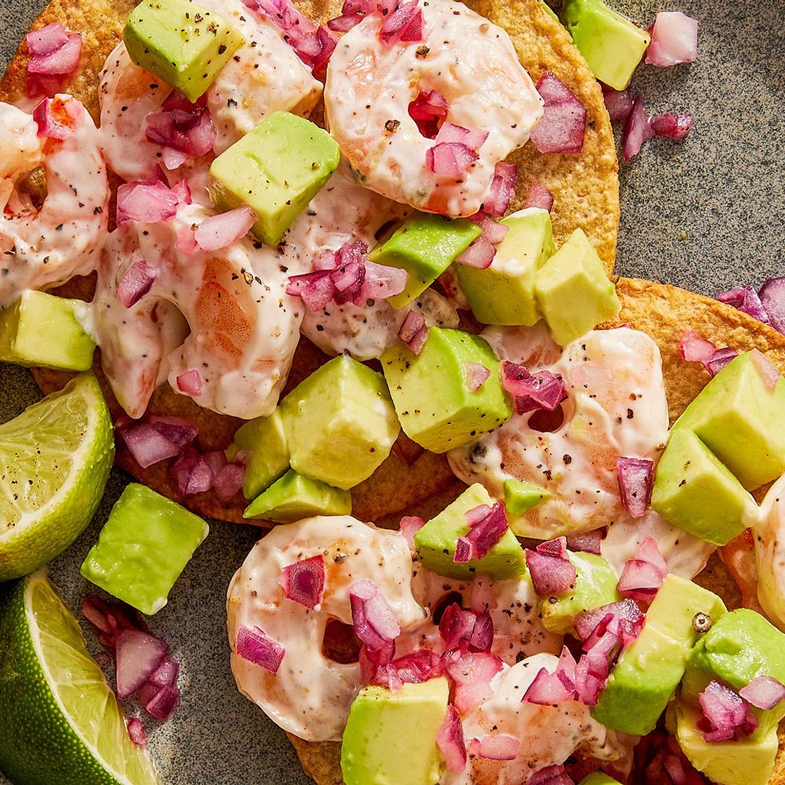 Shrimp and Avocado Tostadas
