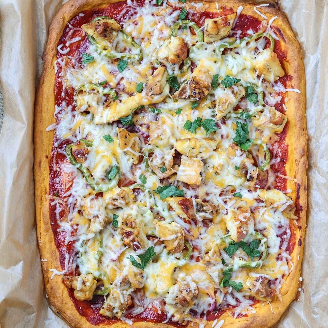 Sweet Potato BBQ Chicken Pizza