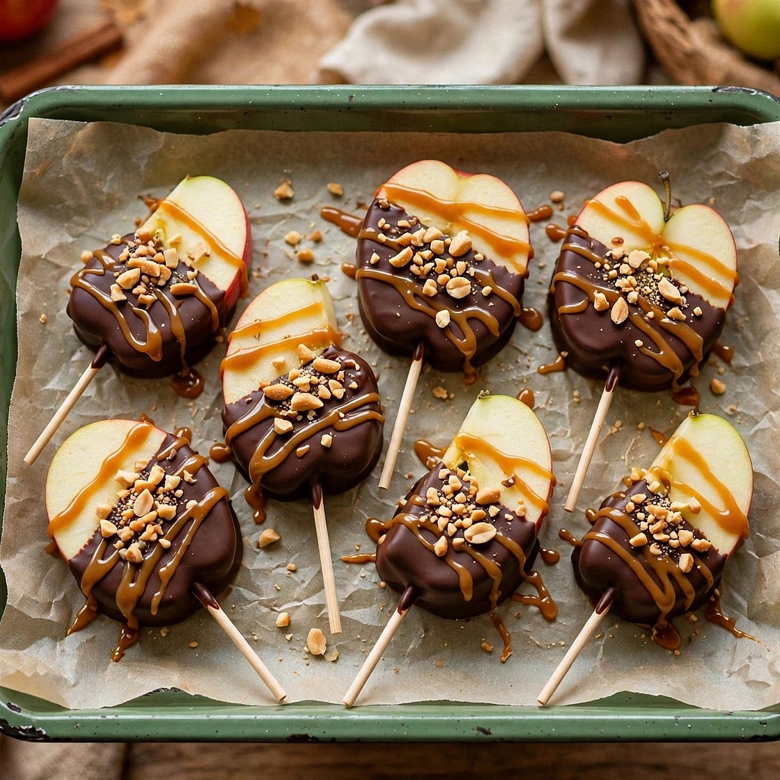 Snickers-Style Chocolate Apple Pops
