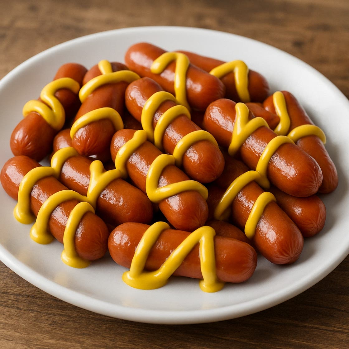 Salchichas de coctel con cubierta de mostaza
