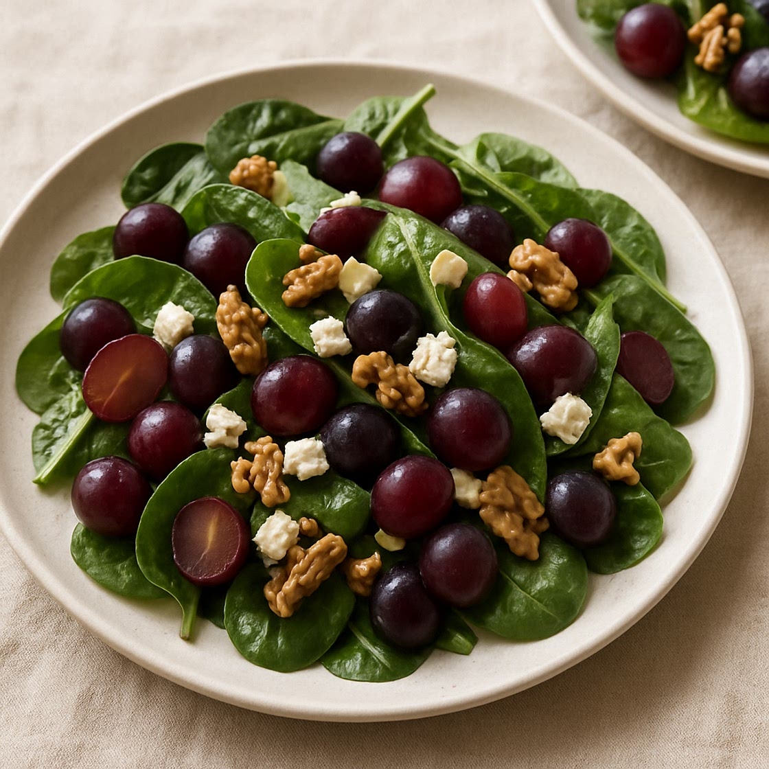 Ensalada de espinacas y uvas (2 porciones)