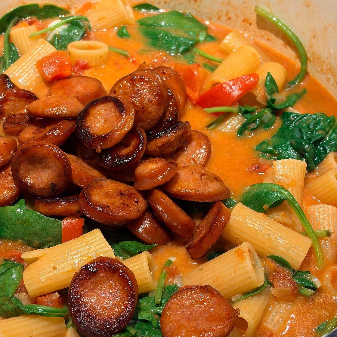 One Pot Creamy Tomato and Chorizo Rigatoni