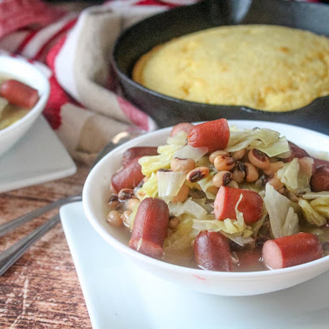 Black-Eyed Peas and Little Smokies with Cabbage