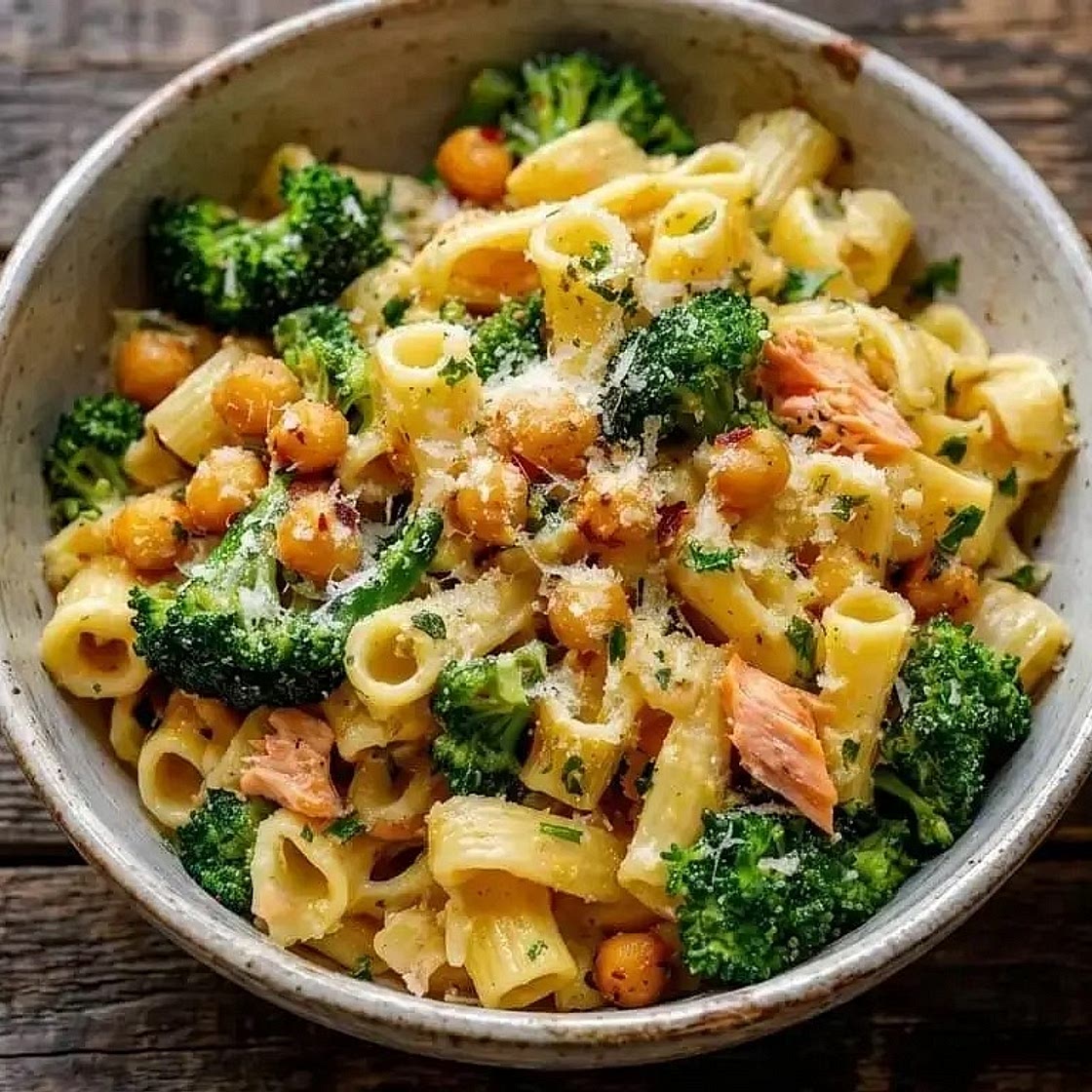 Easy Garlic Olive Oil Broccoli Chickpea Pasta 