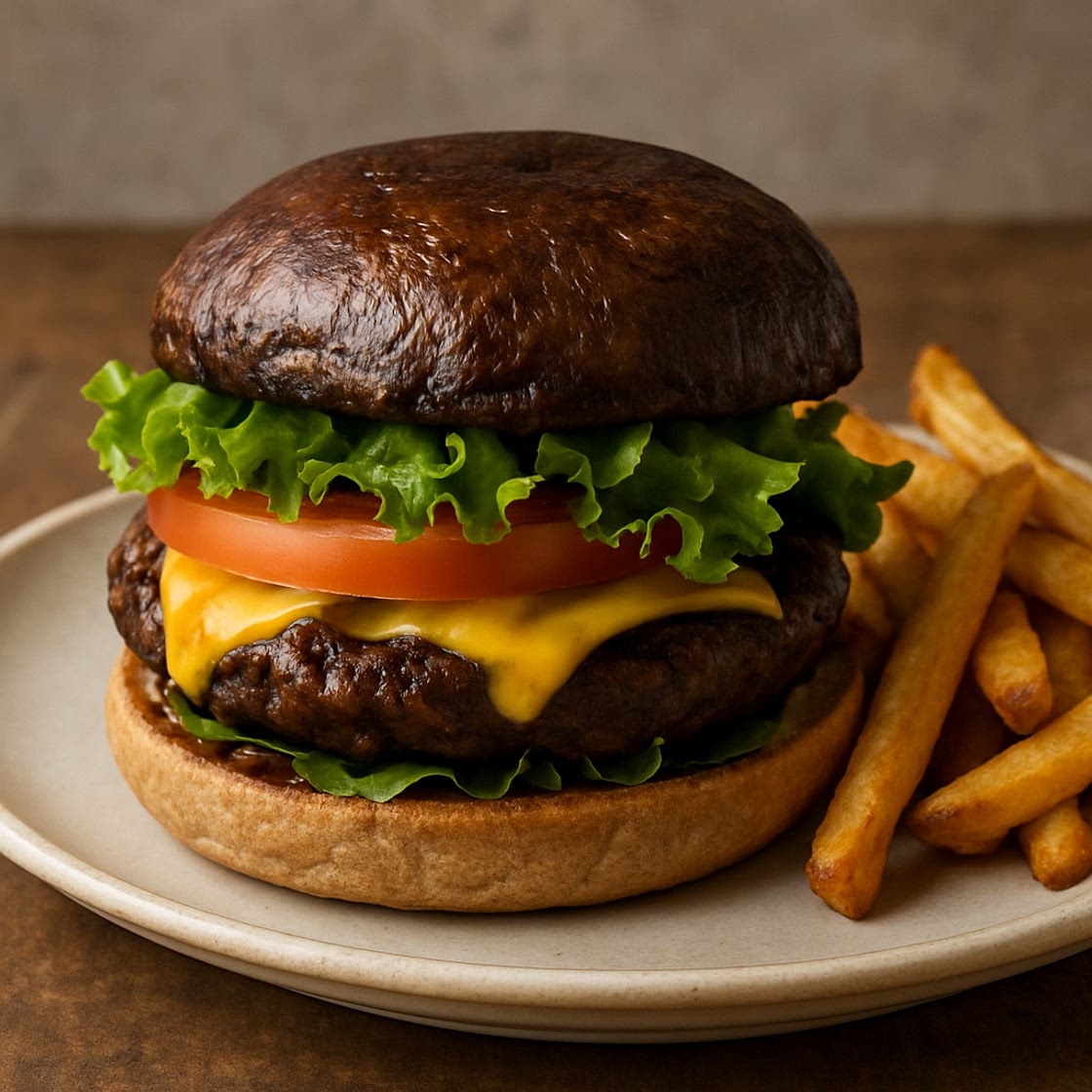 Hamburguesa de hongo Portobello