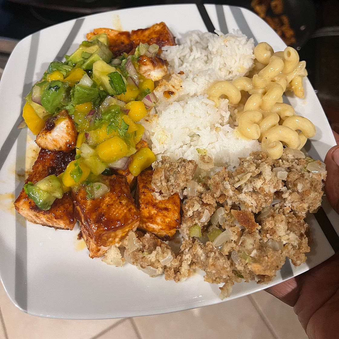 BBQ Salmon Bowls with Mango Avocado Salsa