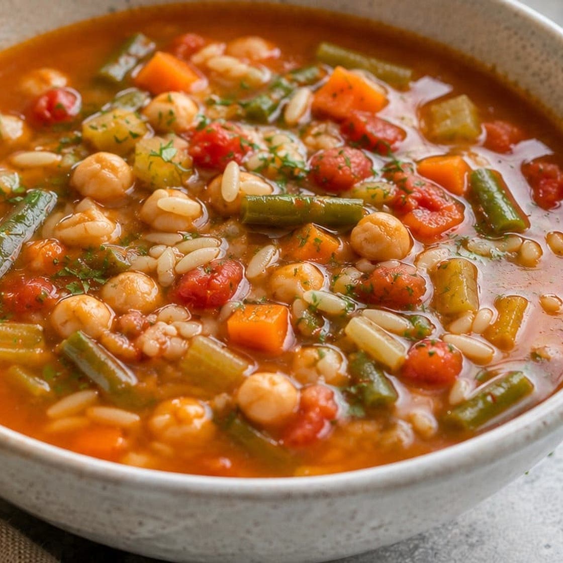 Vegan Orzo Minestrone Soup