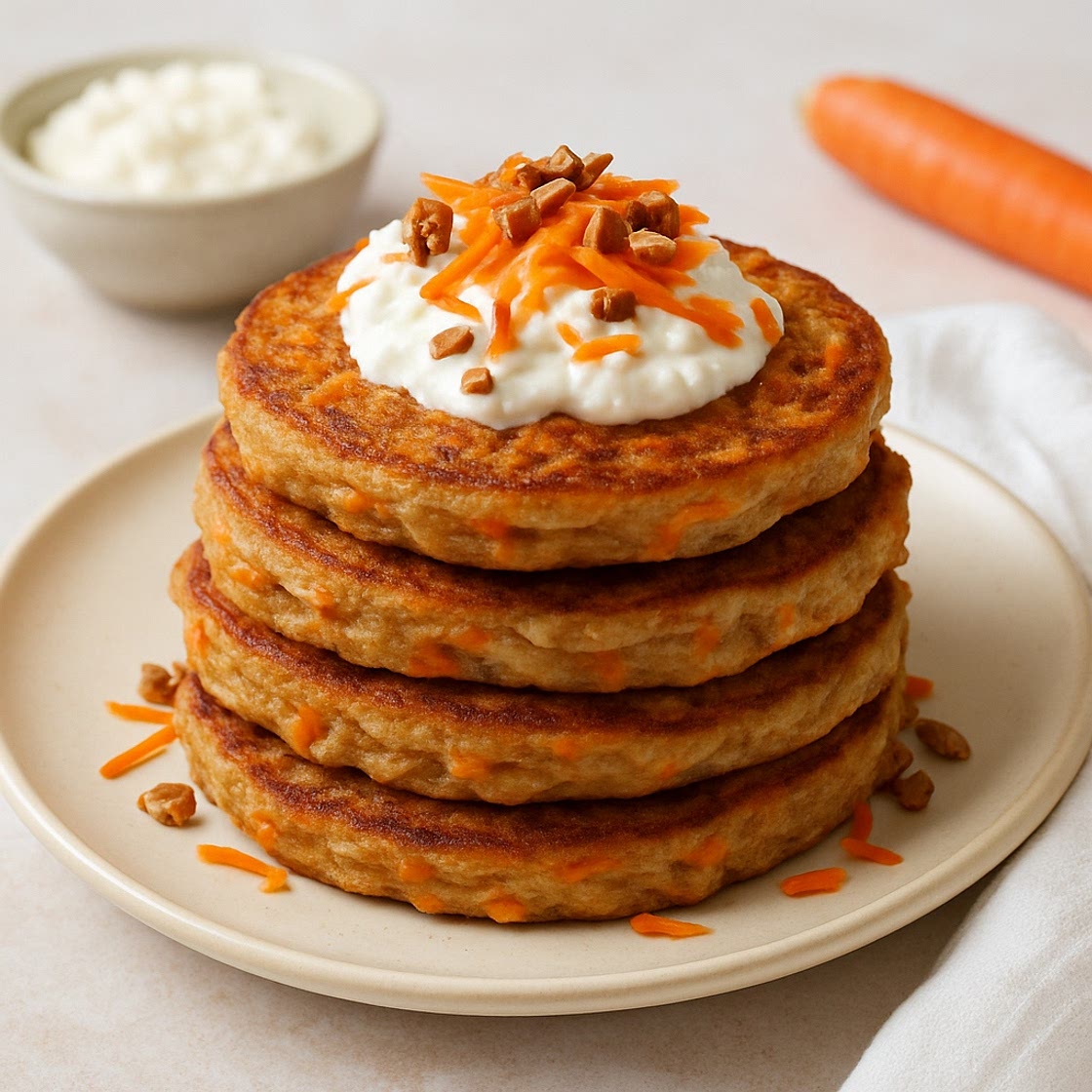 Carrot Cake Cottage Cheese Pancakes