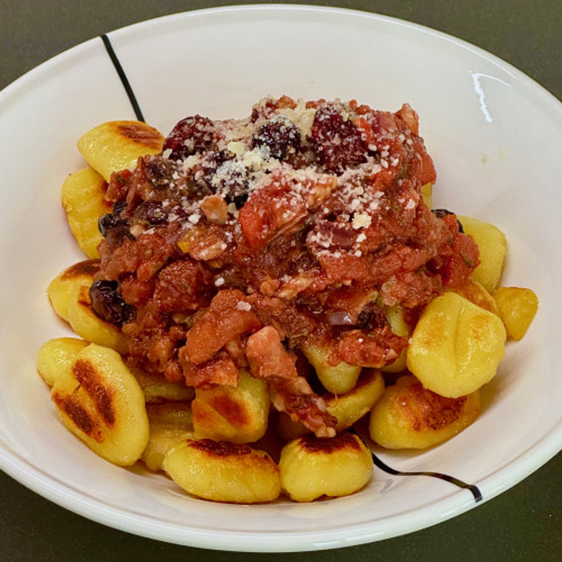 gnocchi with cranberry sauce
