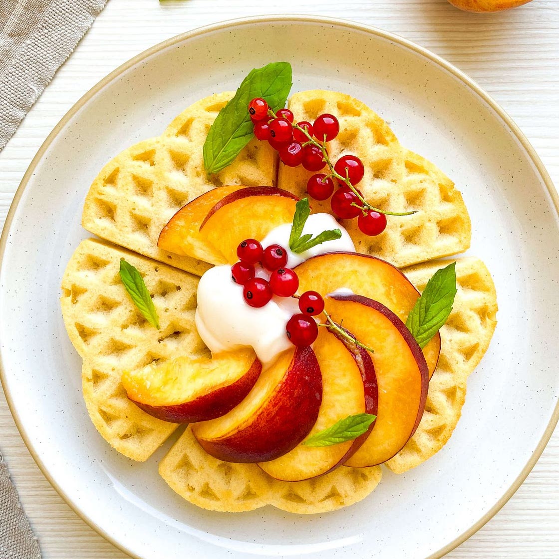 Peaches and Cream Buttermilk Waffles