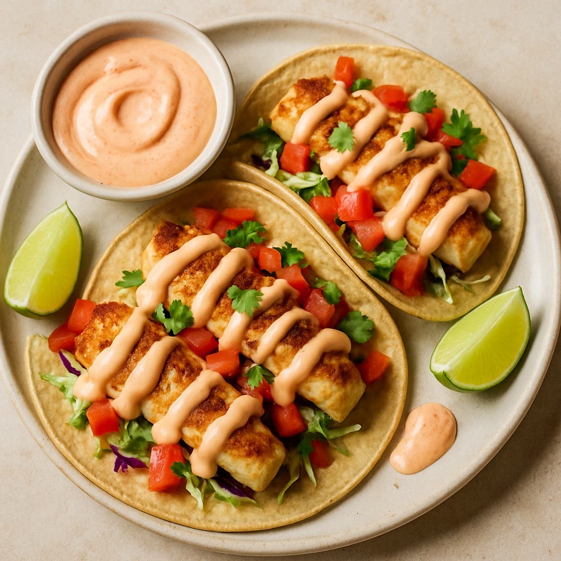 Fish tacos with chipotle sour cream