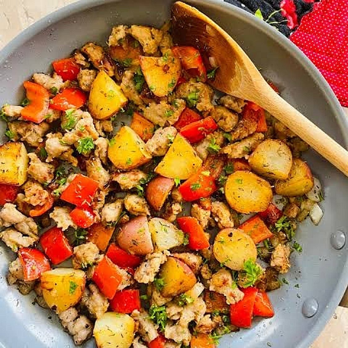 Chicken Maple Sausage, Potato & Pepper Skillet
