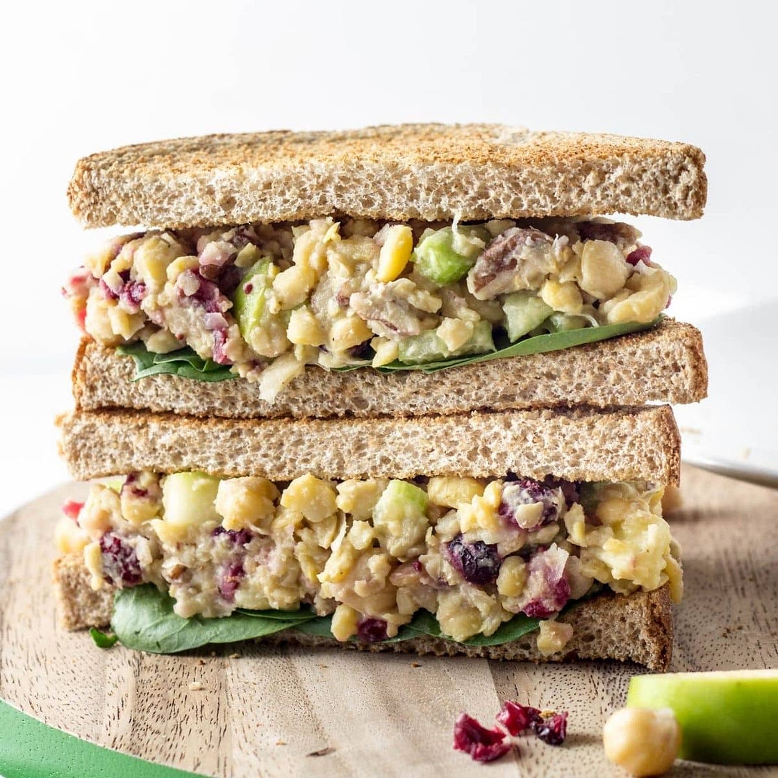 Vegan Cranberry Apple Chickpea Salad Sandwich