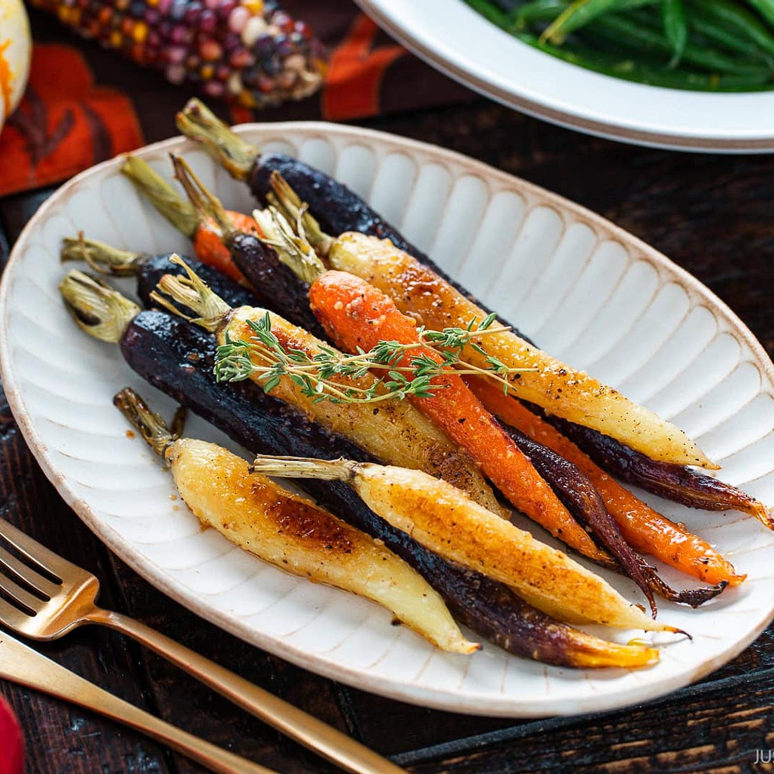 Maple Miso Glazed Roasted Carrots