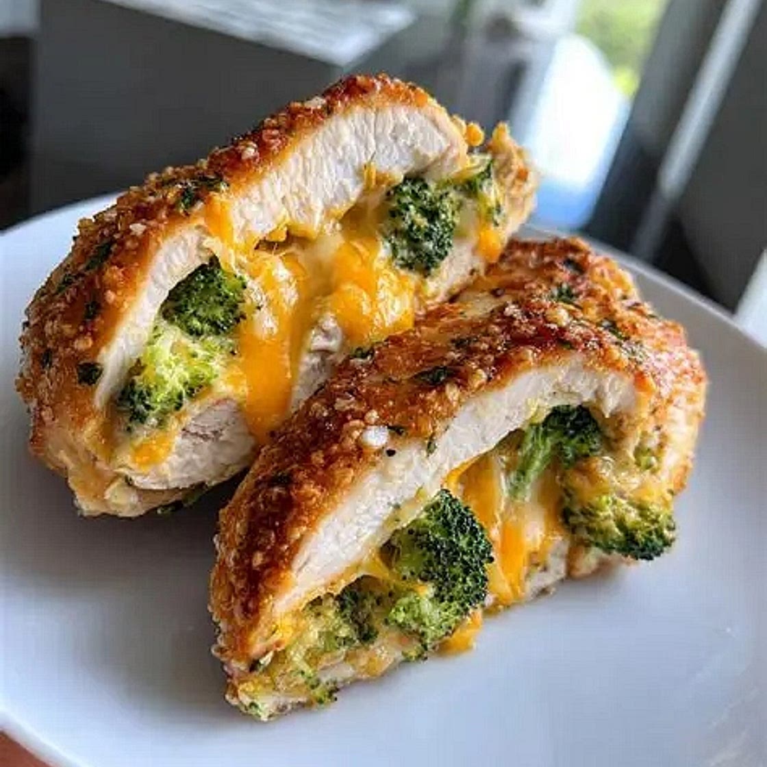 Air Fryer Broccoli & Cheese Stuffed Chicken Breast