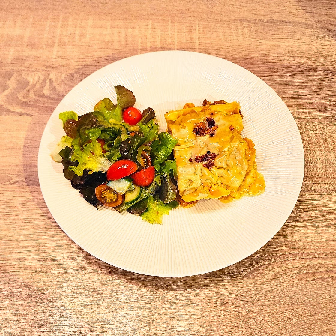 Lasagnes aux raviolis de porc