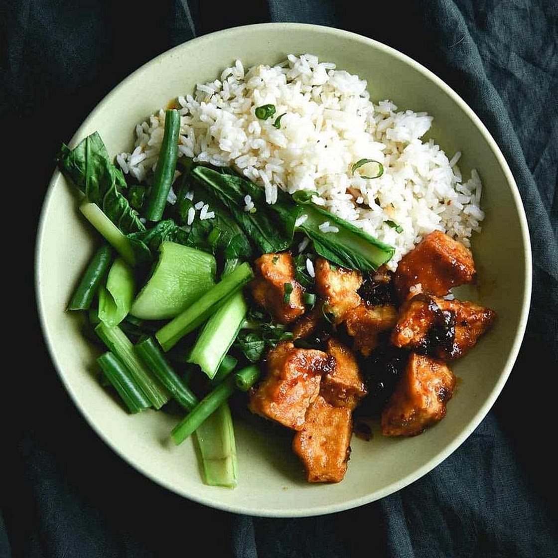 Sweet and sticky ginger tofu