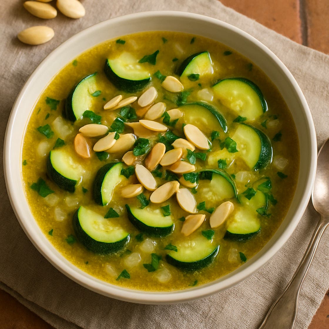 Sopa de almendras y calabacitas