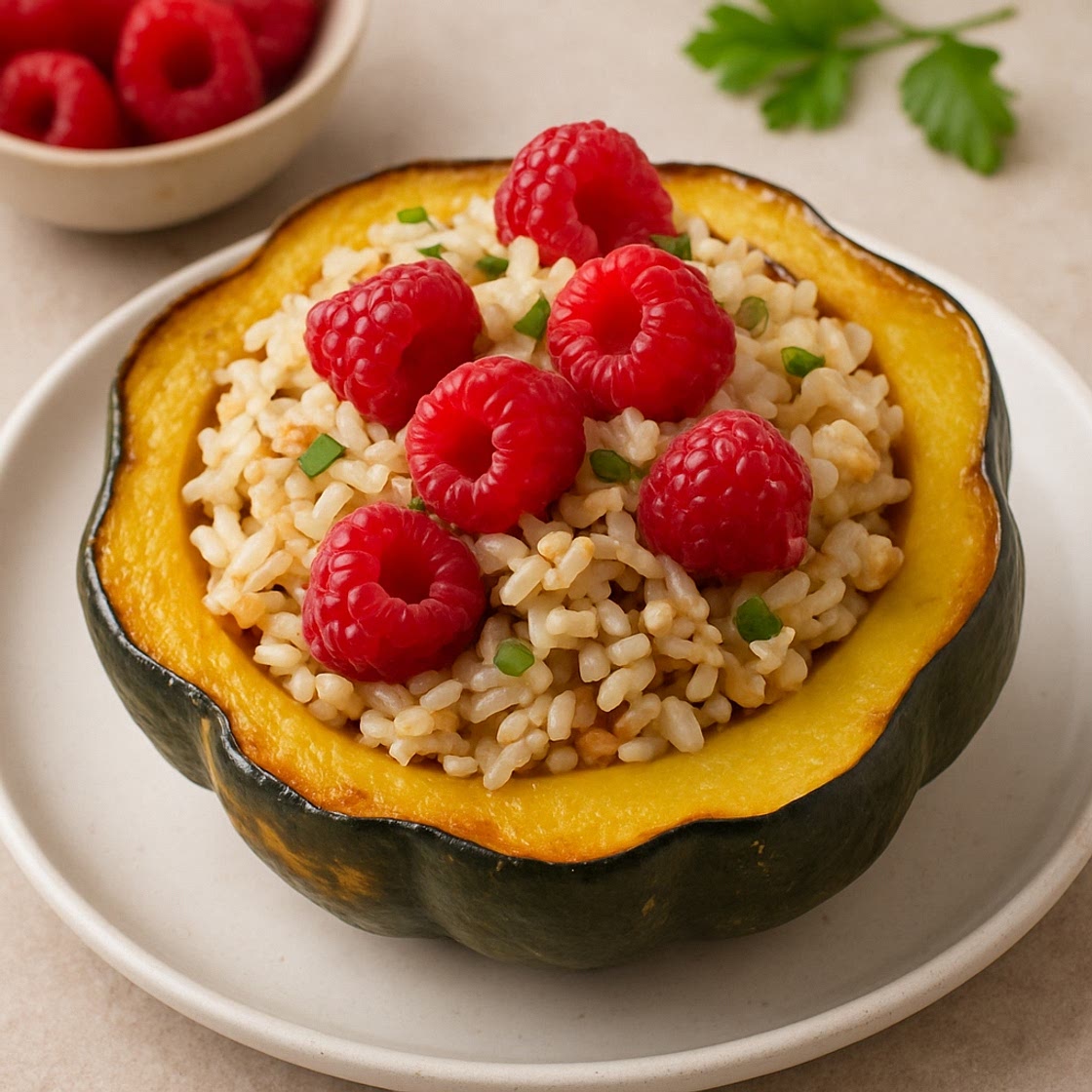 Relleno de arroz y frambuesa