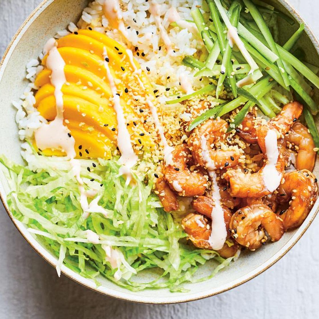 Poke Bowl with Spicy Shrimp