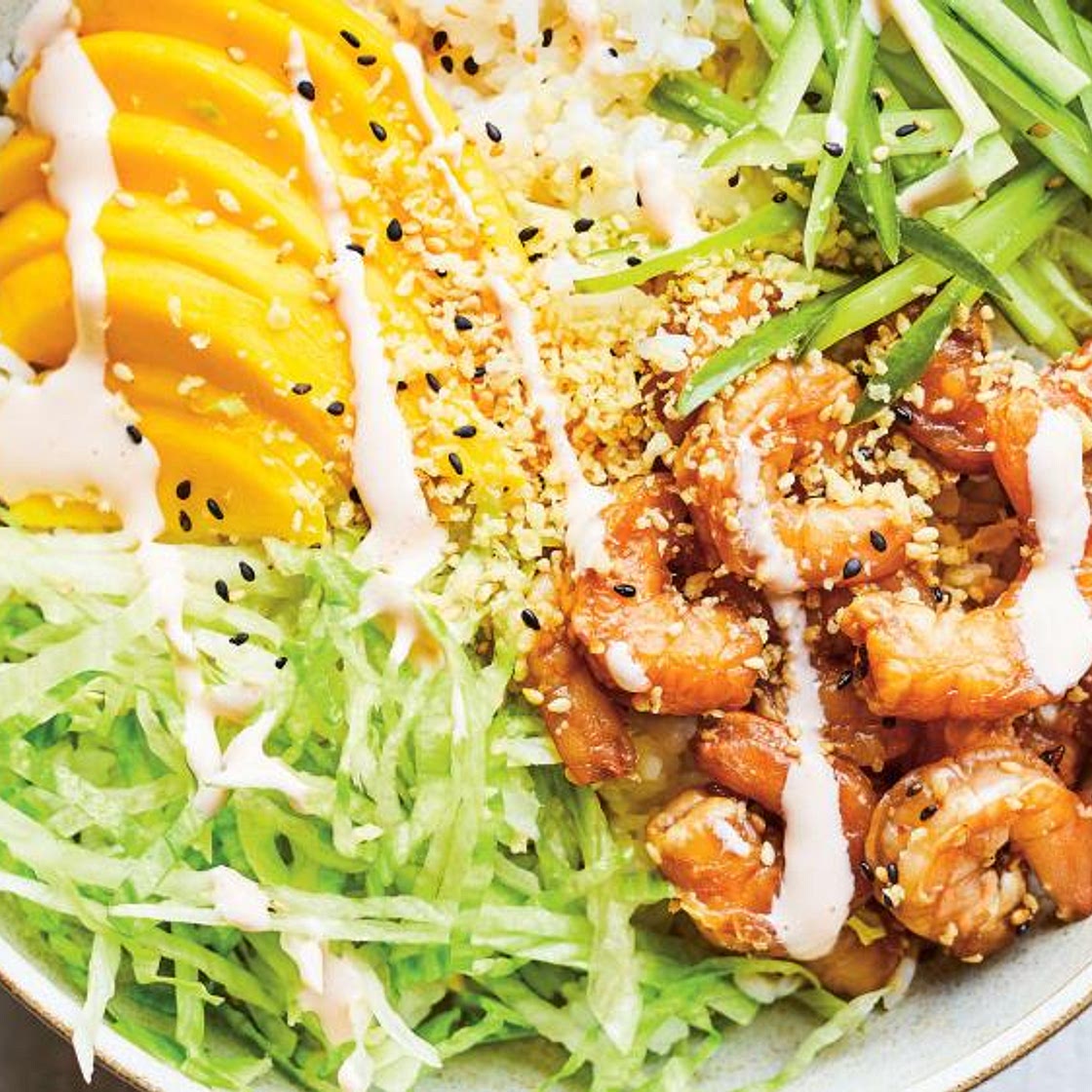 Poke Bowl with Spicy Shrimp