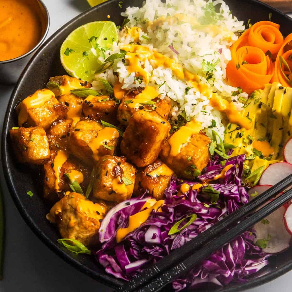 Sticky Tofu Bowl (Crispy Tofu Rice Bowl)