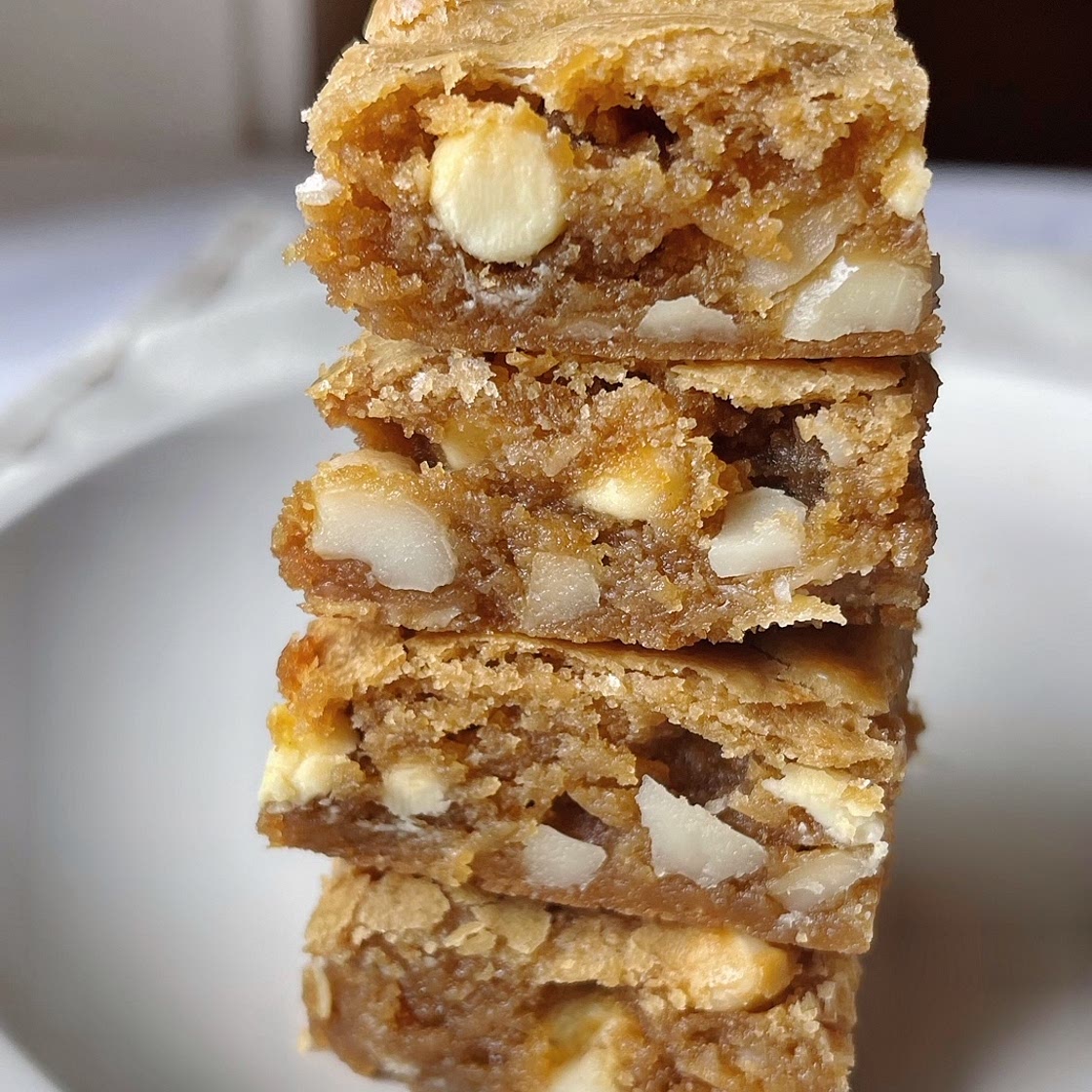 White Chocolate Macadamia Nut Blondies ~ Easy One Bowl Dessert Recipe!