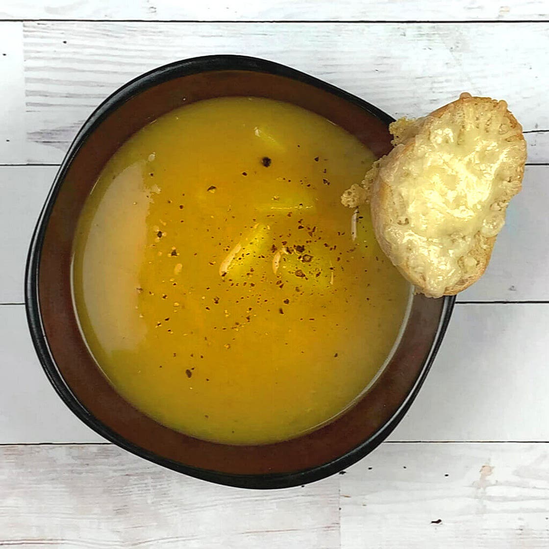 Curried Pumpkin Soup with Gruyere Toast
