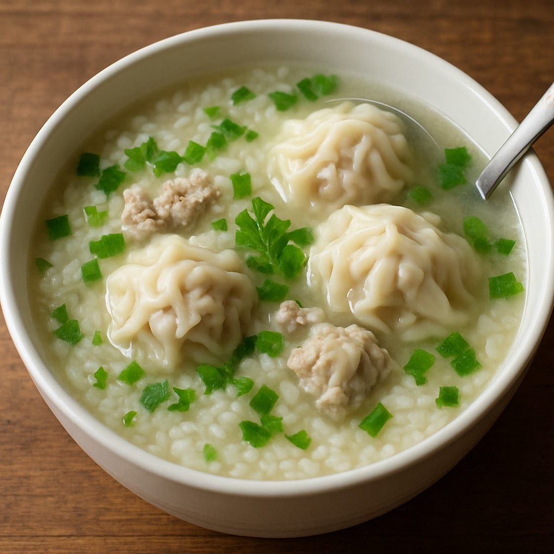 Rice Soup with Pork Dumplings