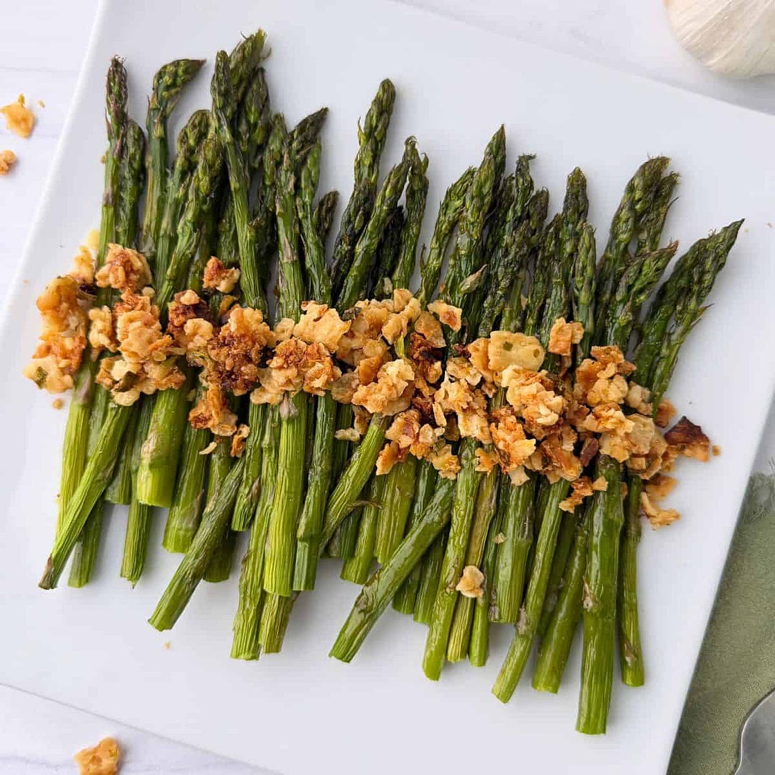 Roasted Asparagus With Lemon And Matzo Crumble