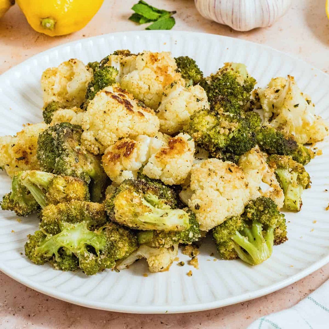 Roasted Broccoli and Cauliflower with Garlic Breadcrumbs