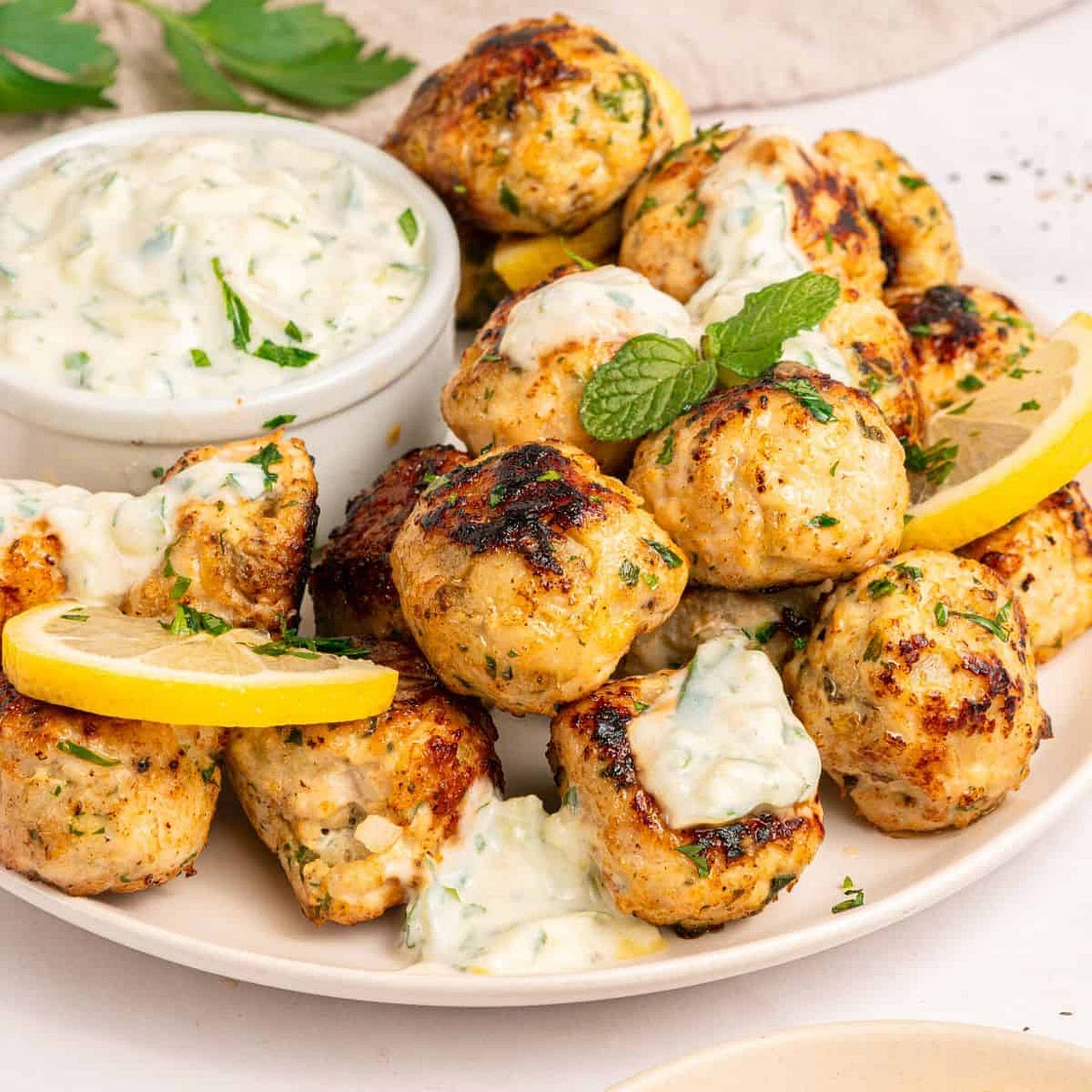 Greek Chicken Meatballs With Lemon and Herbs