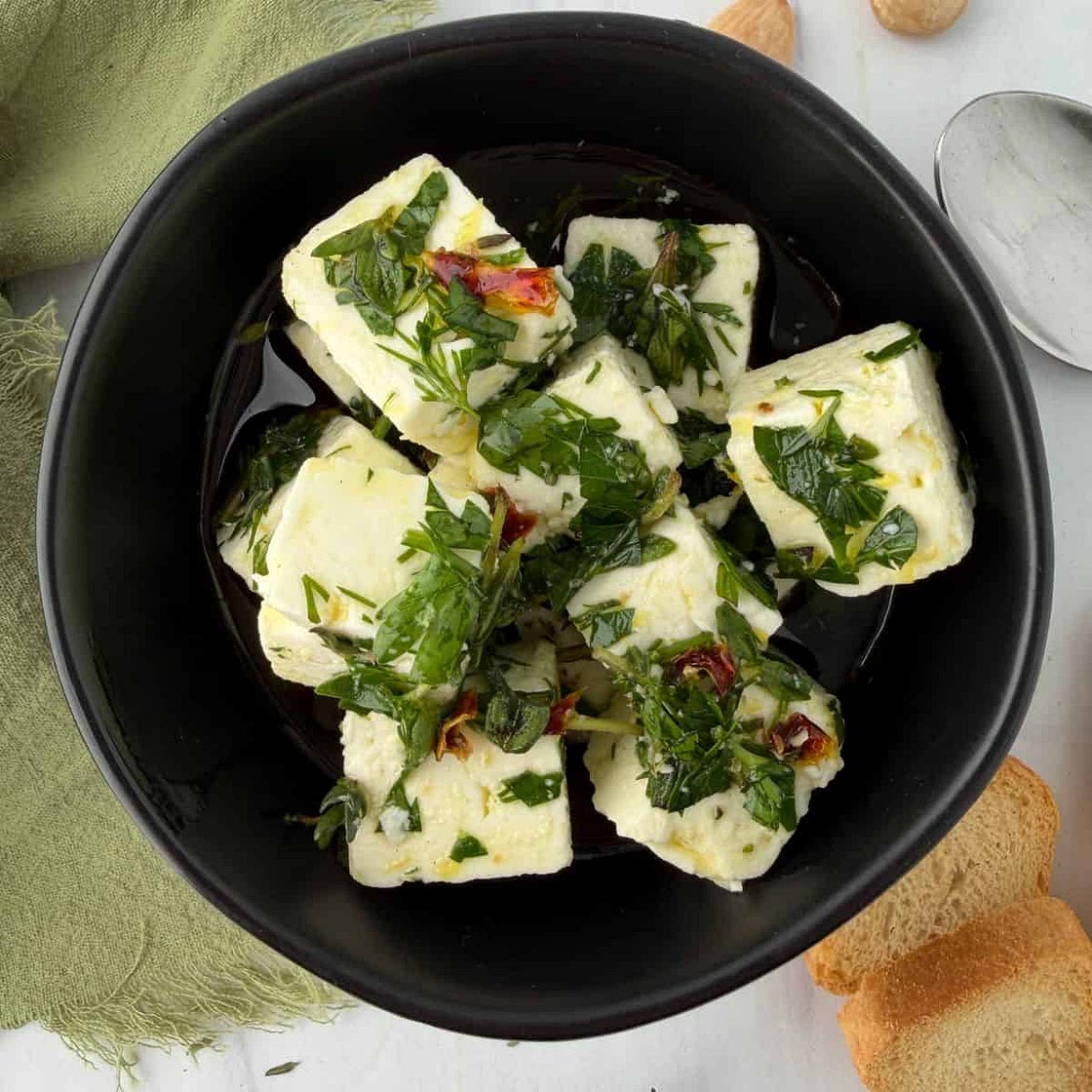5-Minute Marinated Feta Cheese With Herbs