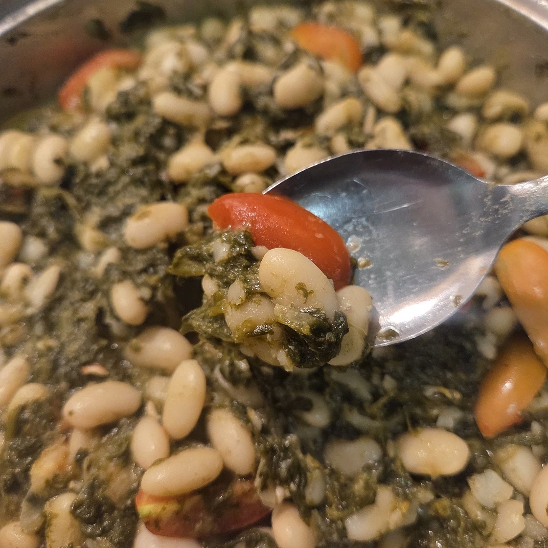 Saucy White Beans with Spinach