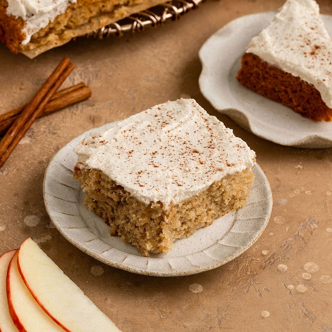 Vegan Apple Cake with Cinnamon Cream Cheese Frosting