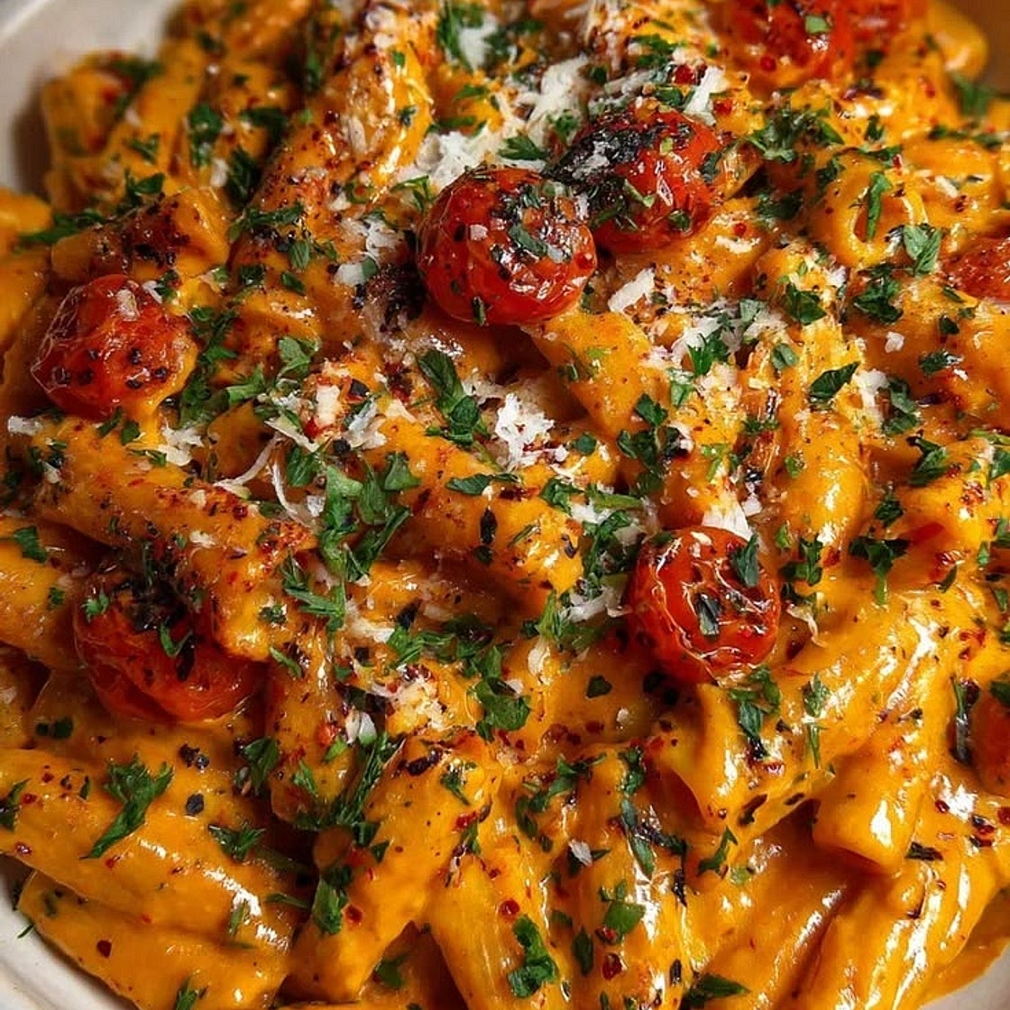 Pâtes au pesto rosso & tomates cerises