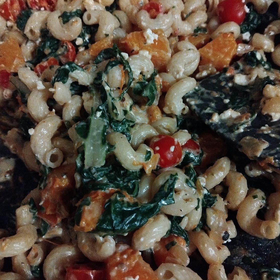 Creamed spinach stuffed butternut squash