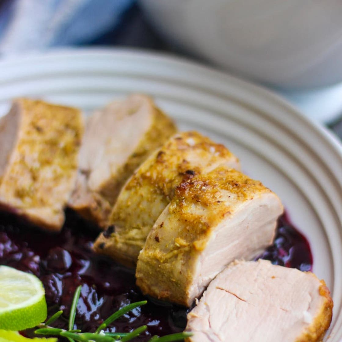 Pork Tenderloin with Blueberry Sauce (Paleo, Whole30, GF, AIP, Keto)