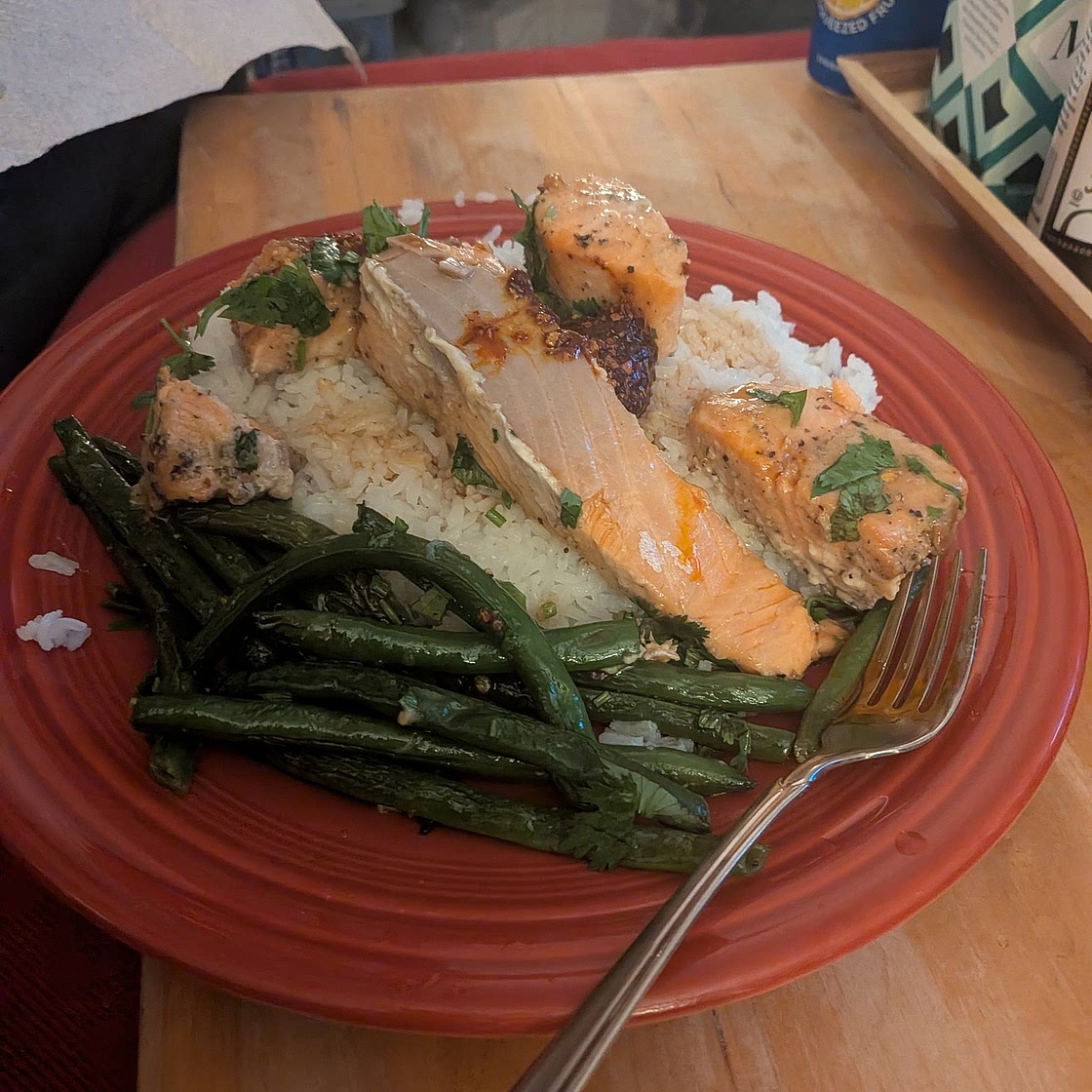 Maple and Miso Sheet-Pan Salmon With Green Beans
