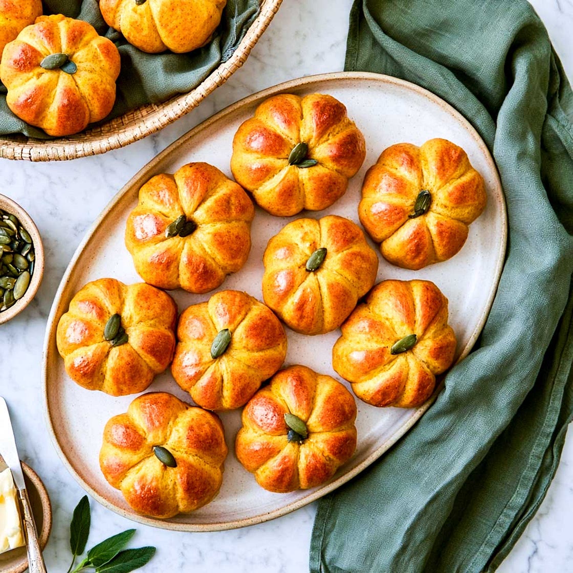 Pumpkin-shaped Dinner Rolls
