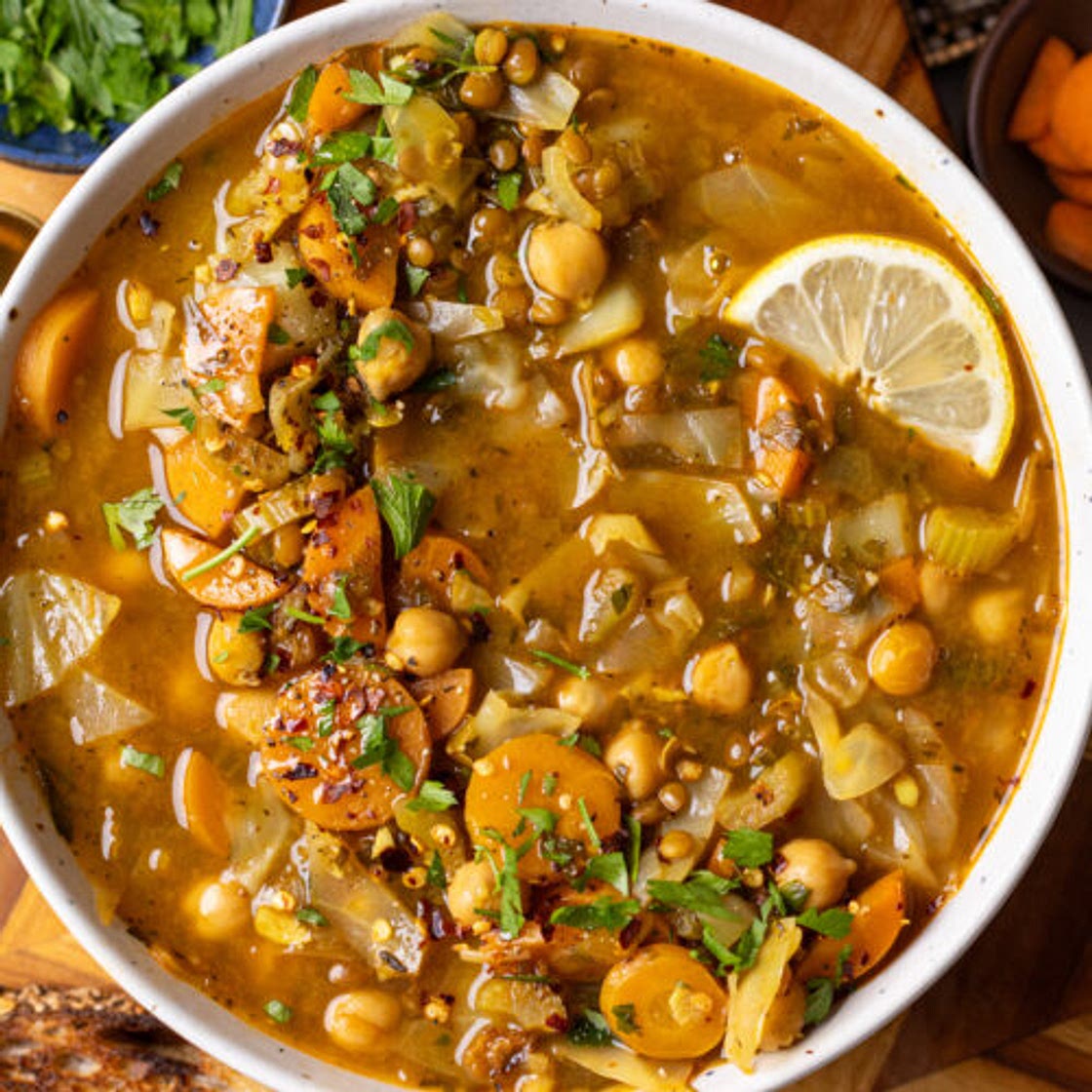 Miso Cabbage Red Lentil Soup