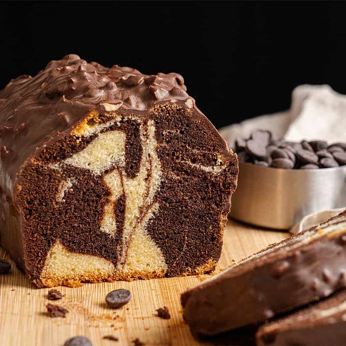 Chocolate Marble Loaf Cake (Pound Cake)